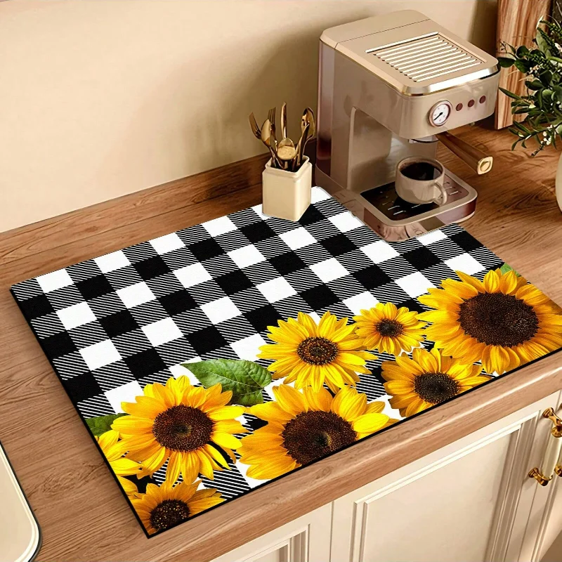 Bar Mat Rubber - Posavasos con estampado de girasoles, estera