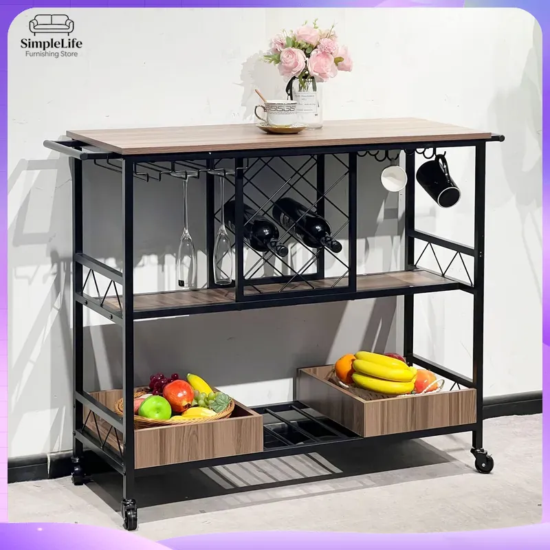 Home Bar Shelf - Carrito de Cocina Multifuncional con Estantes