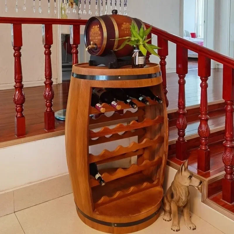 Home Bar Shelf - Estante de vino de madera maciza,