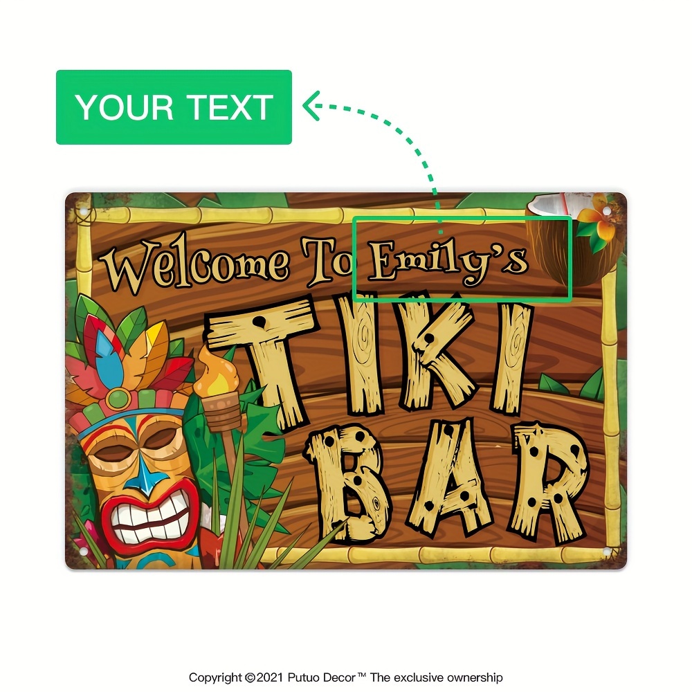 Home Bar And Kitchen - Letrero Decorativo Personalizado para Bar Tiki,