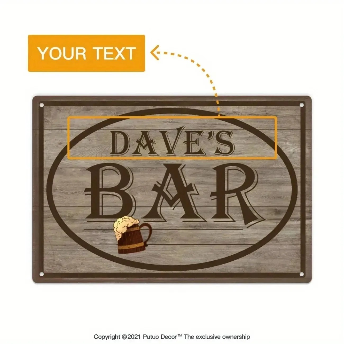Home Bar Signs - Letrero Metálico Personalizado de 8