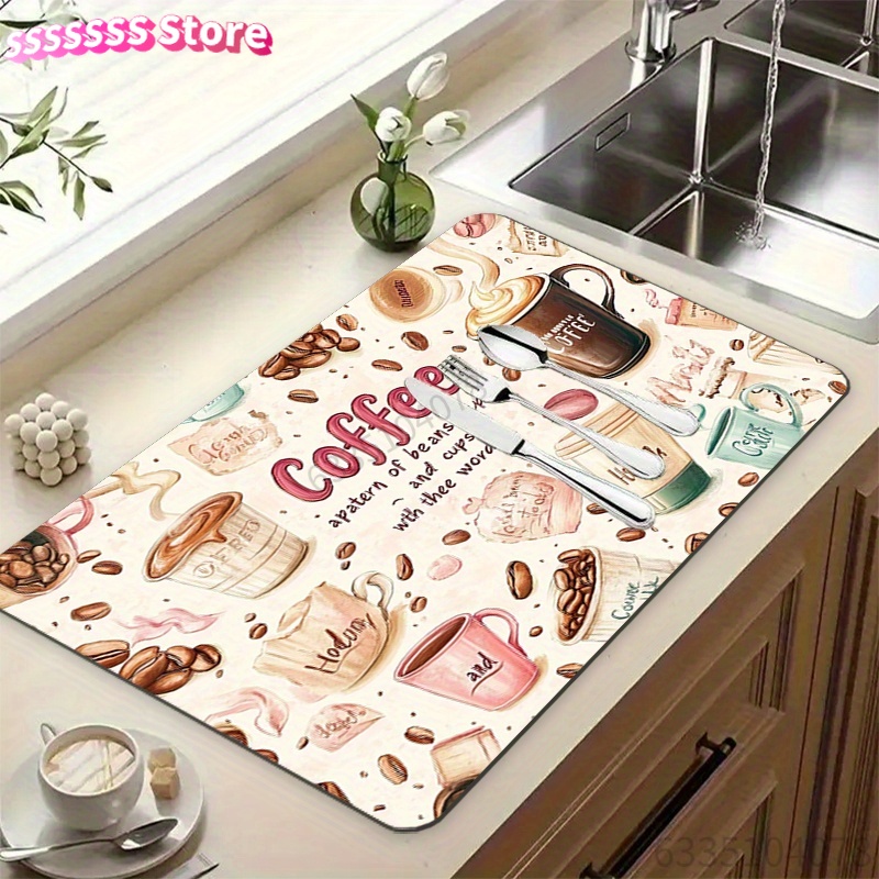 Bar Mat Rubber - Tapete Absorbente con Diseño de Tazas