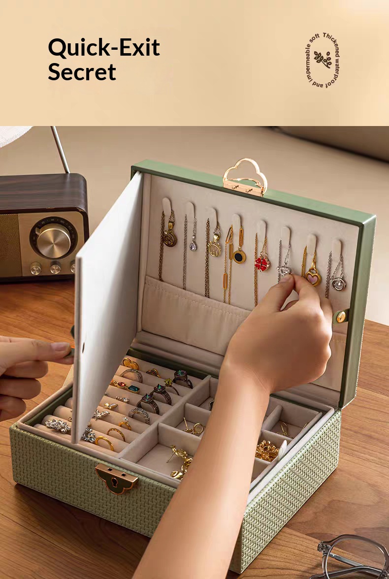 Caja de joyería de doble capa  - Bar Cart Gold reseña y precio