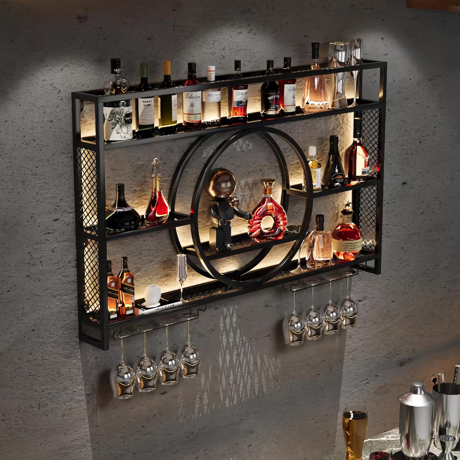 Estante de Pared Metálico Negr - Home Bar Shelf reseña y precio