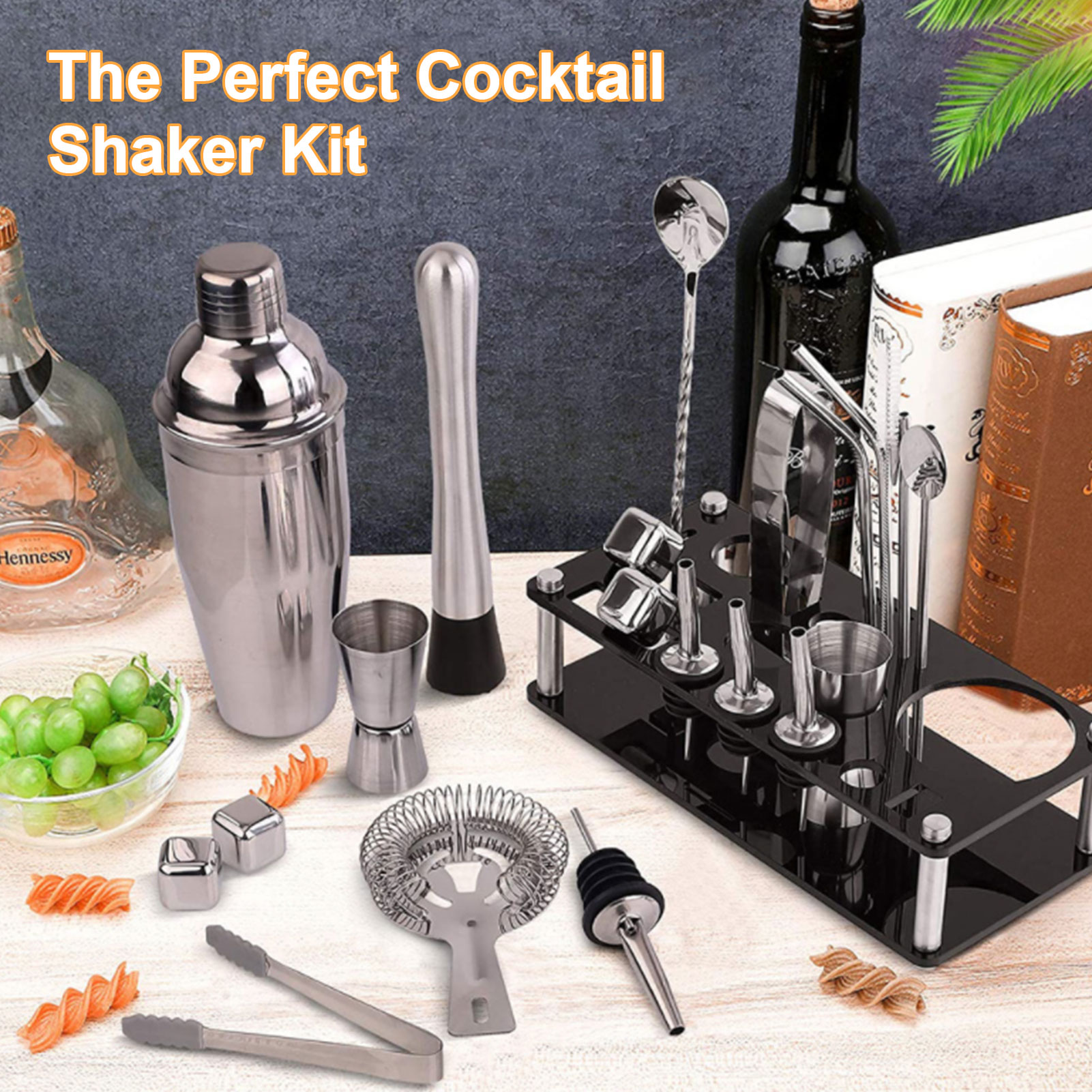 Juego de coctelera de acero in - Cocktail Recipe Book reseña y precio