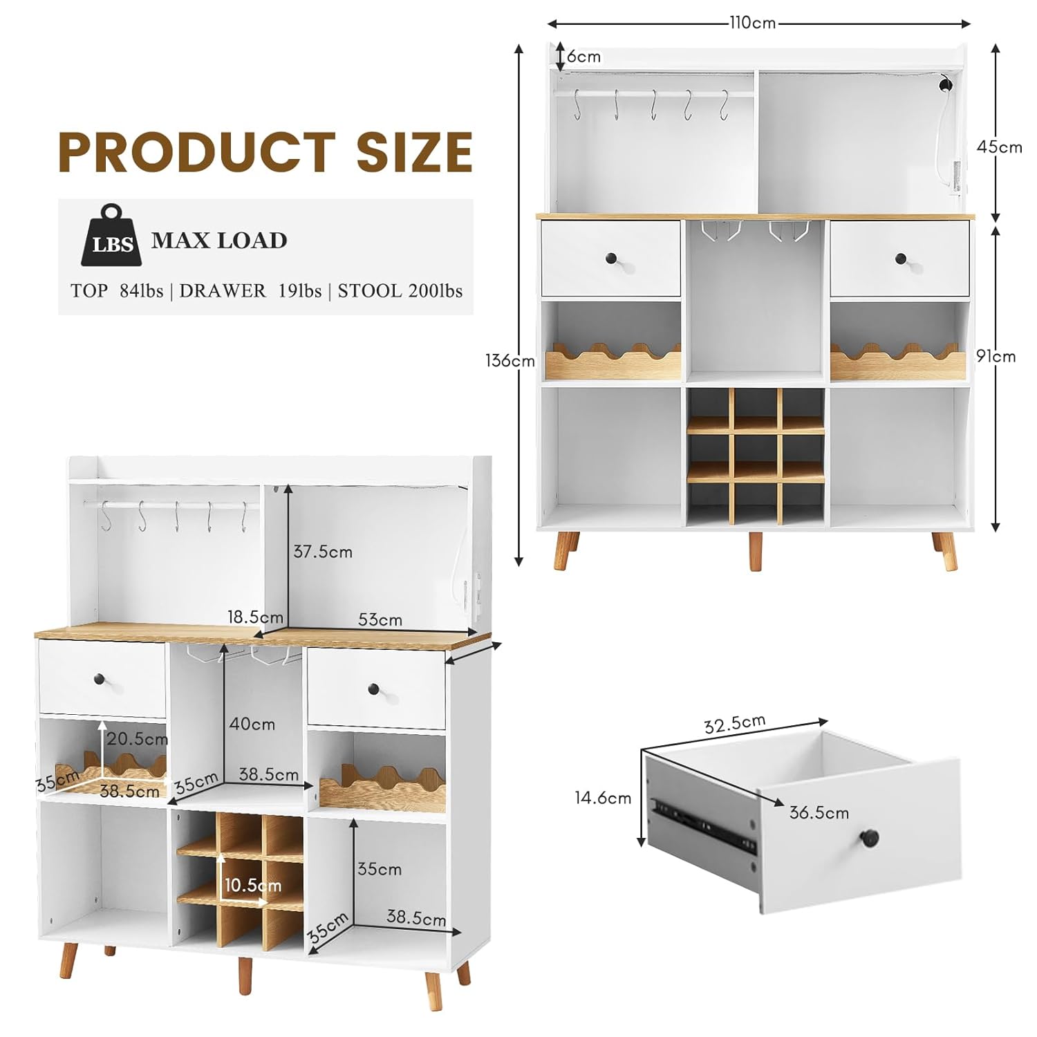 Mueble Bar para Vinos con Ench - Home Bar Shelf reseña y precio