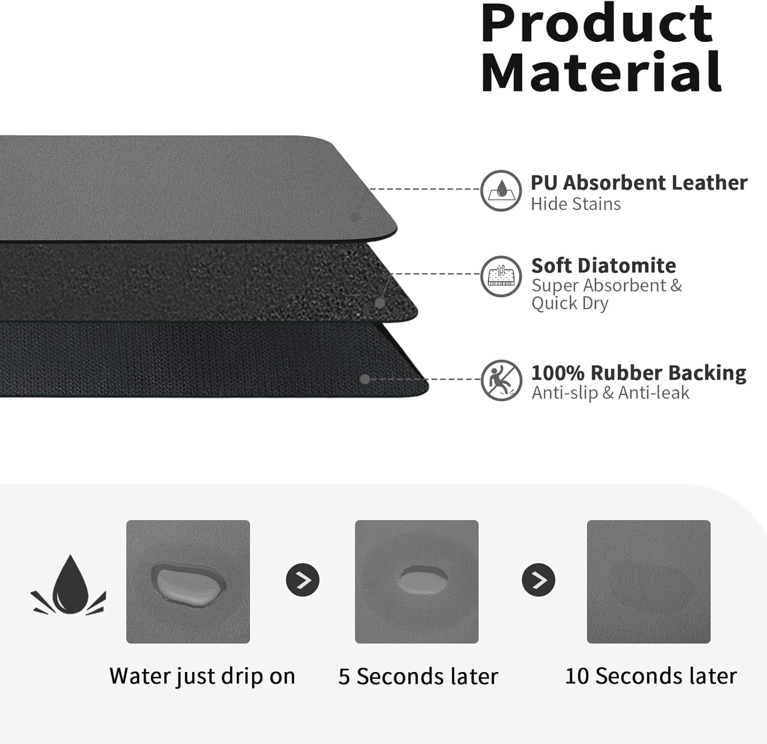 Estera de secado de tazas de c - Bar Mat Rubber reseña y precio
