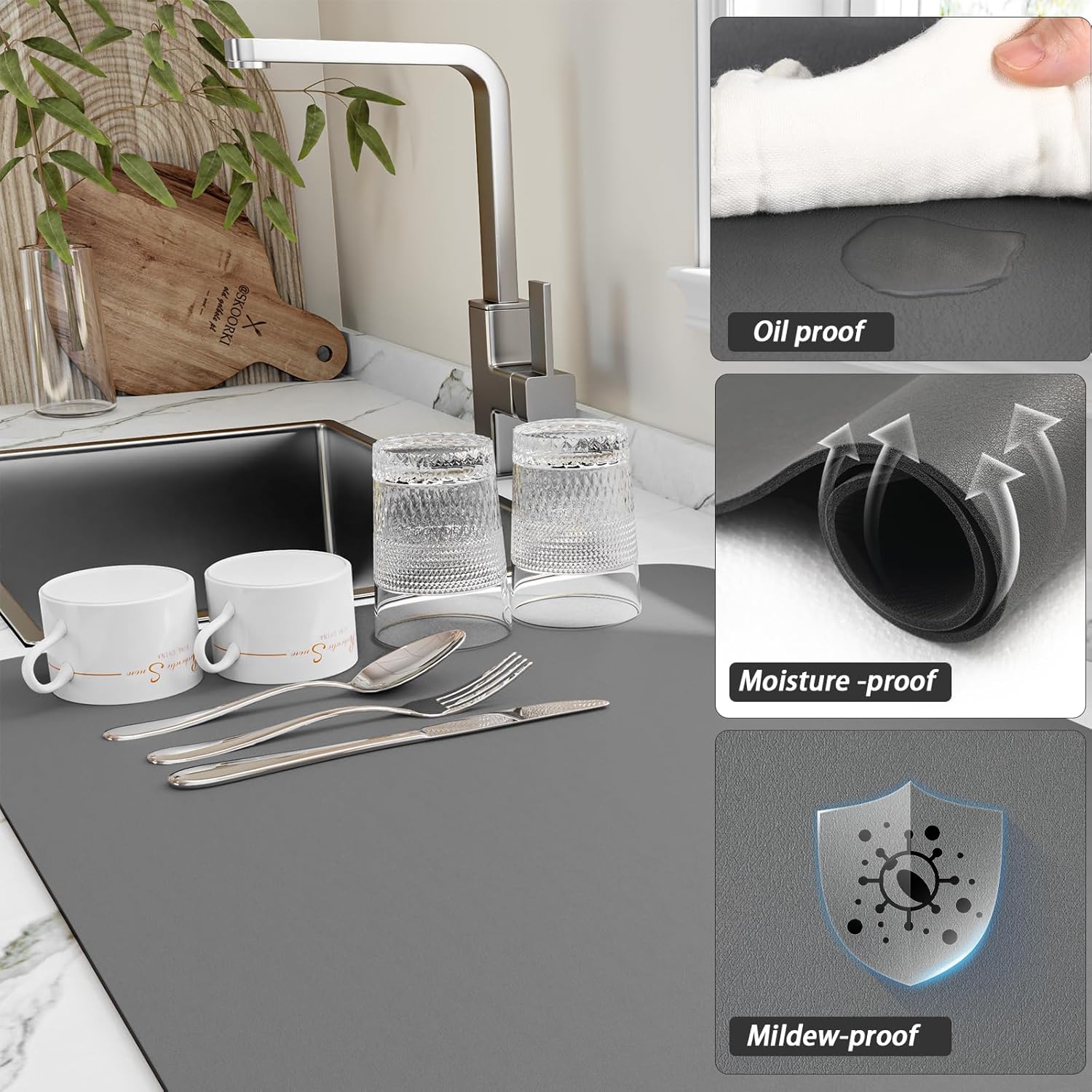 Estera de secado de tazas de c - Bar Mat Rubber reseña y precio